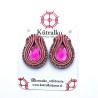 Aros gota fucsia rosado soutache
