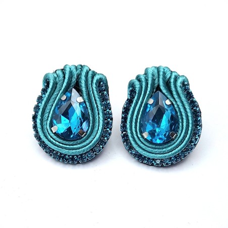 Aros gota turquesa soutache