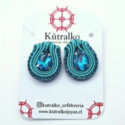 Aros gota turquesa soutache