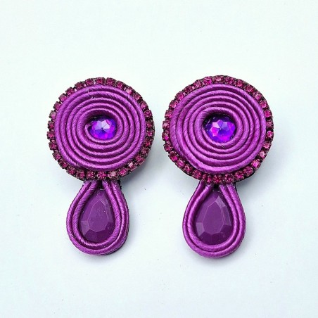 Aros círculo con gota magenta soutache