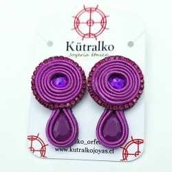 Aros círculo con gota magenta soutache