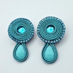Aros círculos y gota turquesa soutache