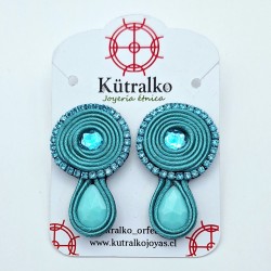 Aros círculos y gota turquesa soutache