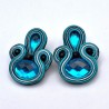 Aros gota y oval turquesa gris soutache