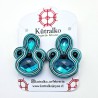 Aros gota y oval turquesa gris soutache