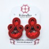Aros gota y oval rojo soutache