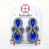 Aros doble gota azul rey soutache