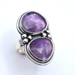 Anillo Amatista doble facetada plata
