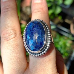 Anillo Lapislázuli oval pelotitas plata