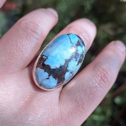 Anillo Turquesa magnesita oval plata