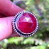 Anillo Rubí redondo pelotitas plata