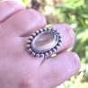 Anillo Cuarzo ahumado oval pelotitas plata