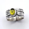 Anillo Peridoto argolla hojas plata