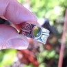 Anillo Peridoto argolla hojas plata