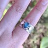 Anillo Labradorita argolla tachas plata