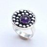 Anillo Amatista redondo pelotitas plata