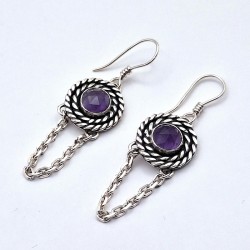 Aros Amatista cadenas plata