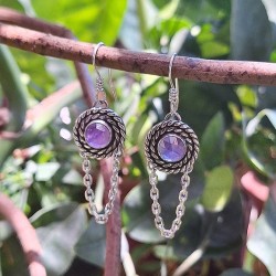 Aros Amatista cadenas plata