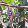 Aros Amatista cadenas plata
