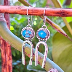 Aros Turquesa étnico herradura plata