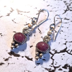 Aros Rubí étnico tachas plata