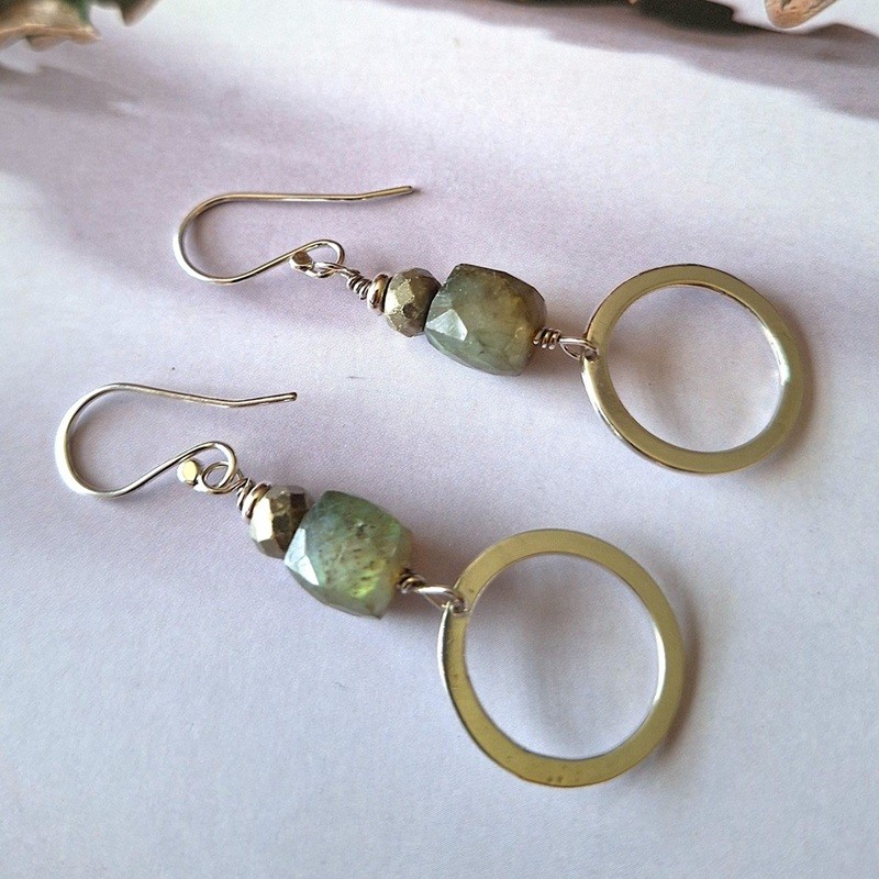 Aros Labradorita con argollas plata