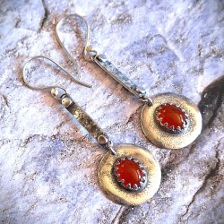 Aros Cornalina redondo colgantes plata