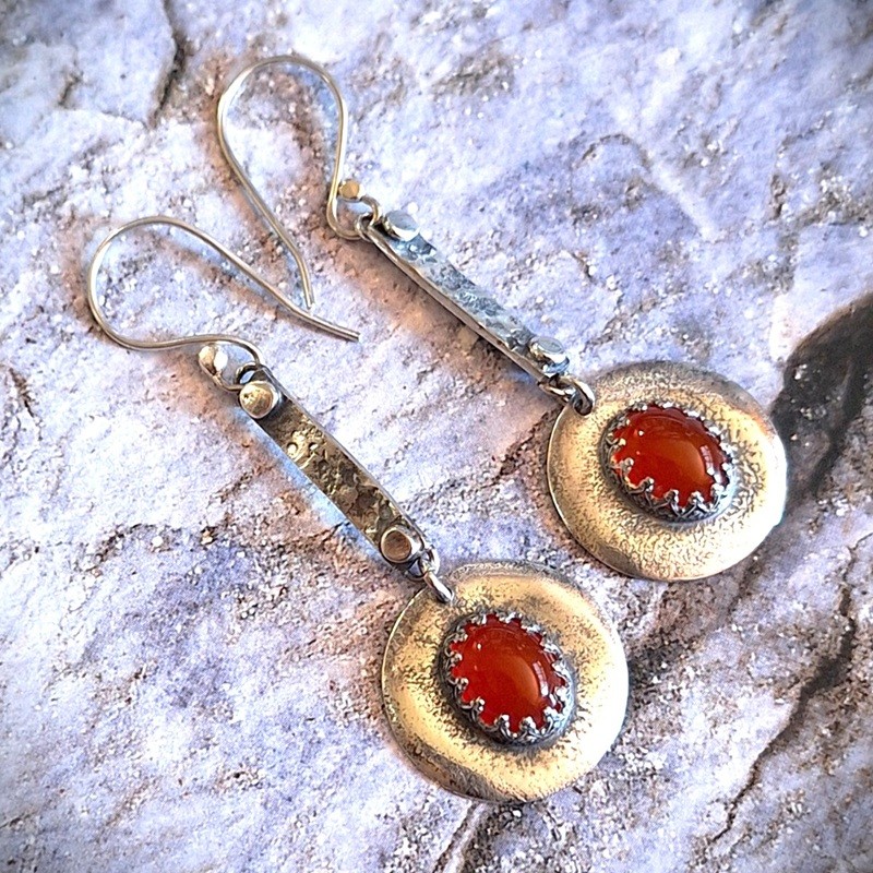 Aros Cornalina redondo colgantes plata