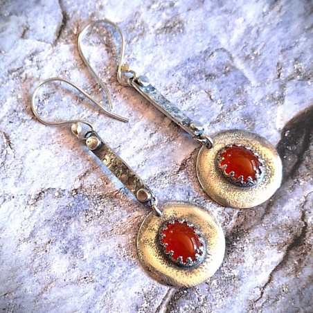 Aros Cornalina redondo colgantes plata