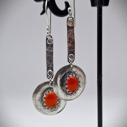 Aros Cornalina redondo colgantes plata