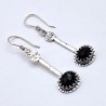 Aros Ónix negro palitos plata
