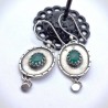 Aros Ónix verde oval étnico plata