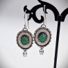 Aros Ónix verde oval étnico plata