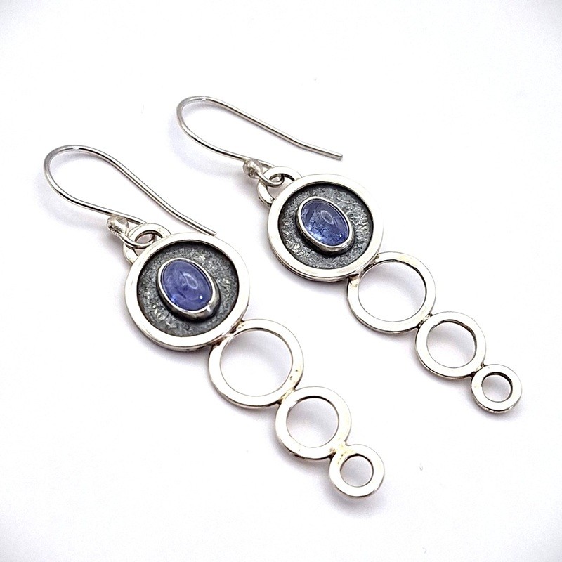 Aros Tanzanita triple círculo plata