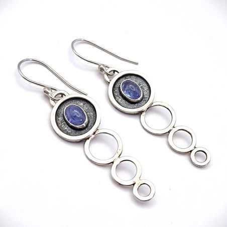 Aros Tanzanita triple círculo plata