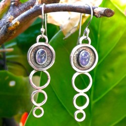 Aros Tanzanita triple círculo plata