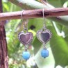 Aros Amazonita corazón plata
