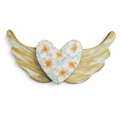 Corazón alado flores blancas