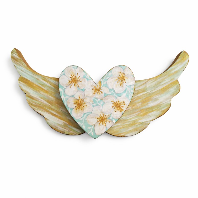 Corazón alado flores blancas