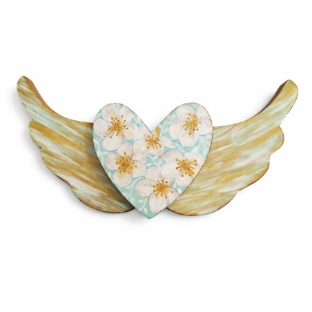 Corazón alado flores blancas