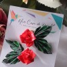 Aros botón Rosas origami med.