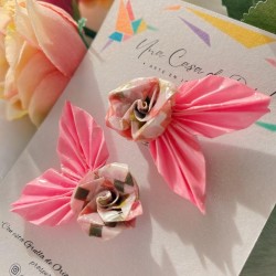 Aros botón Rosas origami med.