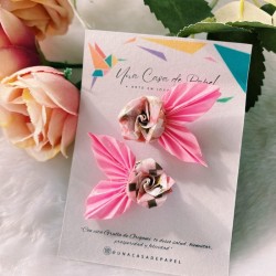 Aros botón Rosas origami med.
