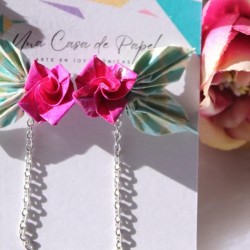 Aros Botón y cadena Rosas