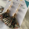 Aros origami abanico grande perla /oro
