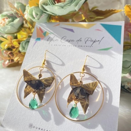 Aros de origami mariposa oro anillo