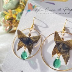 Aros de origami mariposa oro anillo