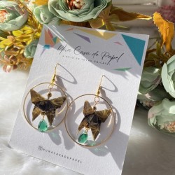 Aros de origami mariposa oro anillo