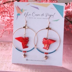 Aros origami pájaro en anillo mostac.miyuki