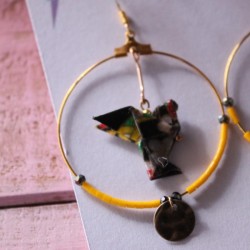 Aros origami pájaro en anillo mostac.miyuki
